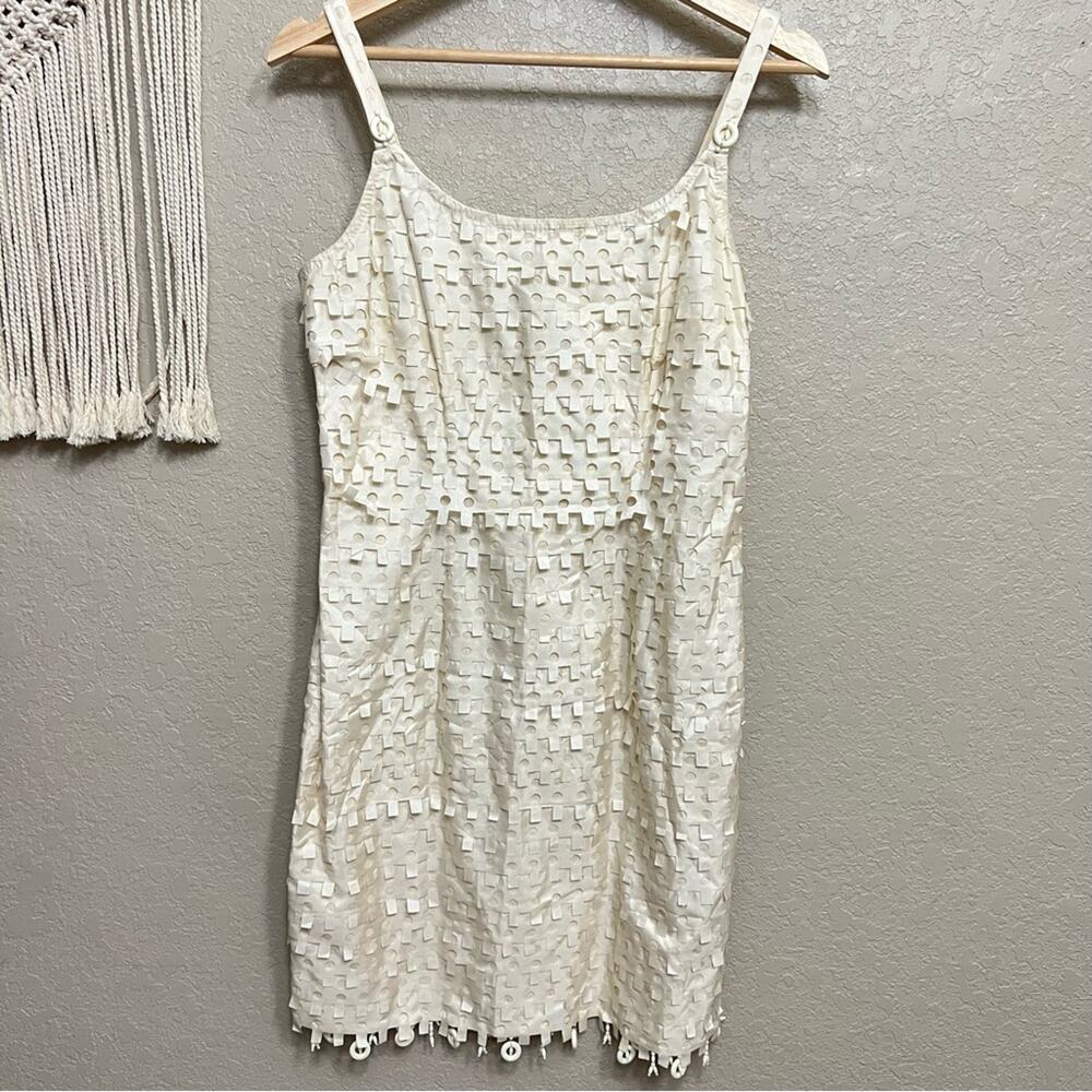 vintage Yoanna Baraschi women sz 4 Textured cream mini Dress